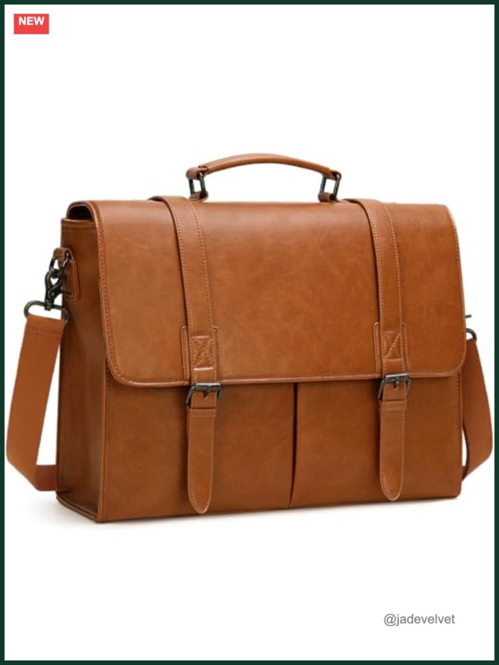 Vintage PU Leather Messenger Bag for Men 15.6" Laptop Briefcase Waterproof